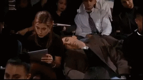 Ross se duerme durante un seminario de moda con Rachel