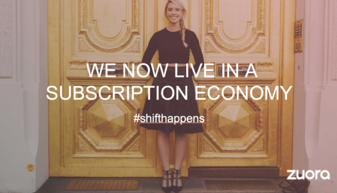 Ejemplo de storytelling de Zuora - we now live in a subscription economy