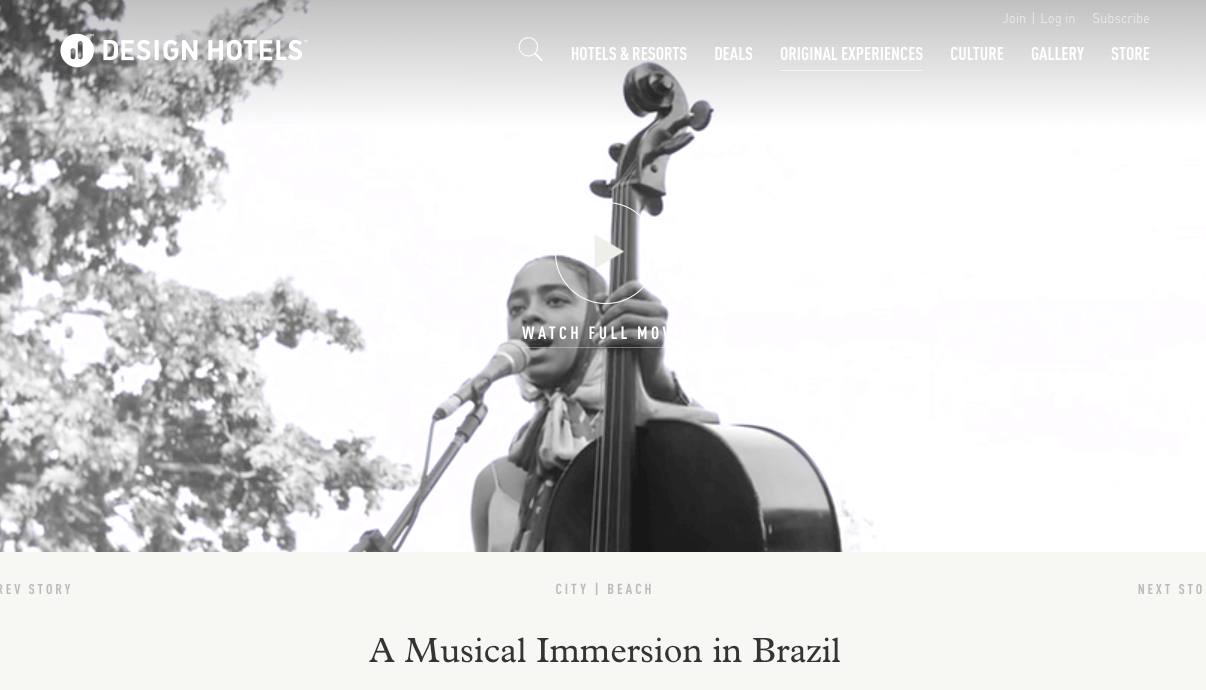 Ejemplo de marketing de contenidos en hoteles: a musical immersion in brazil