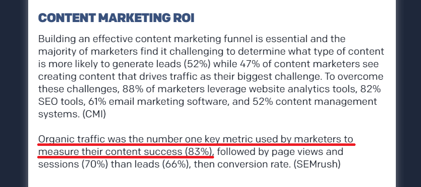 Ejemplo del uso de estadísticas en marketing de contenidos