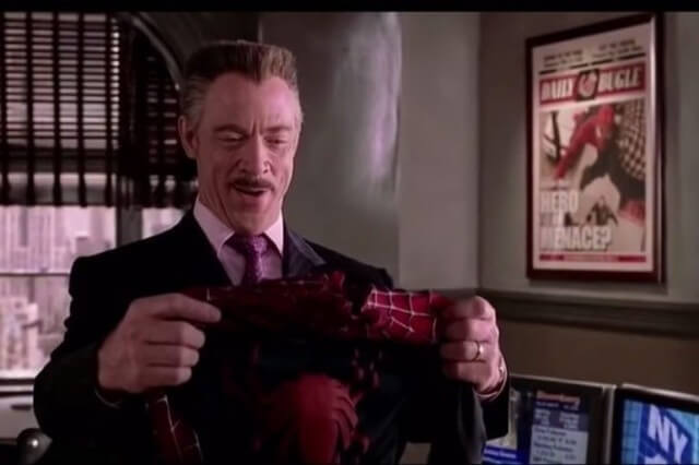 El editor J. Jonah Jameson en la película de Spider Man