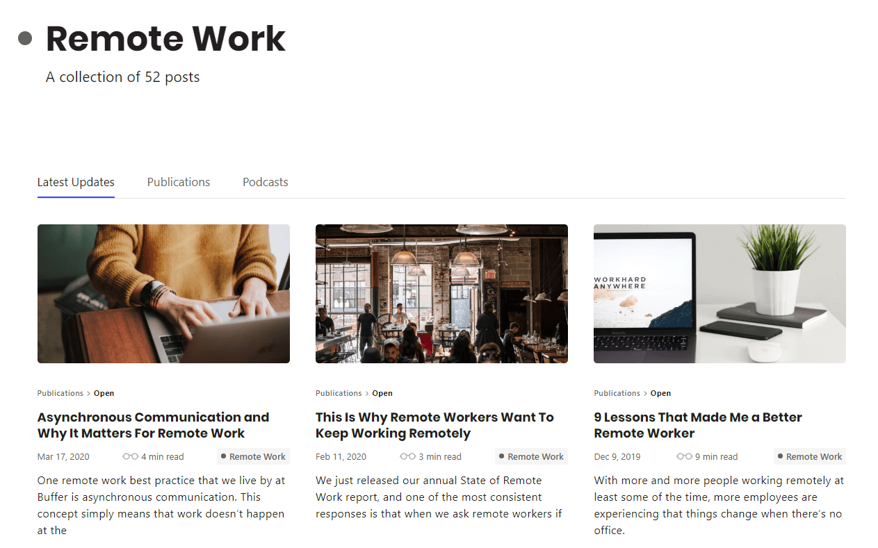 buffer remote work b2b content example